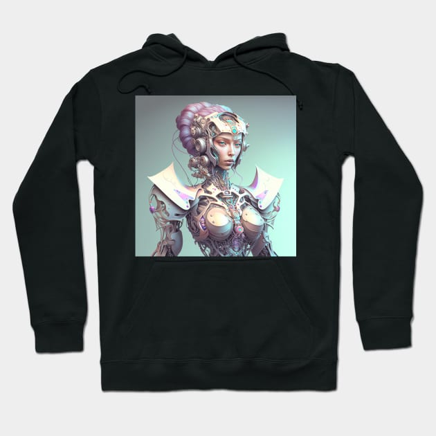 Portrait in Pastel Colors of A Fractal Robot Hoodie by daniel4510